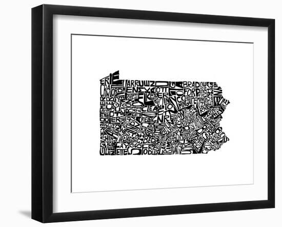 Typographic Pennsylvania-CAPow-Framed Art Print