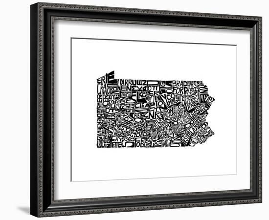 Typographic Pennsylvania-CAPow-Framed Art Print