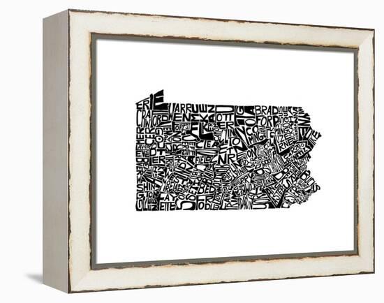 Typographic Pennsylvania-CAPow-Framed Stretched Canvas