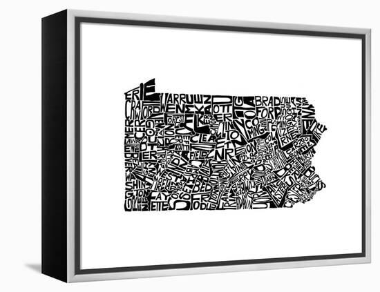 Typographic Pennsylvania-CAPow-Framed Stretched Canvas