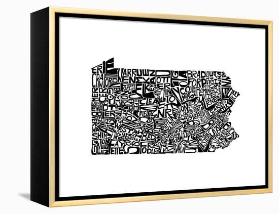 Typographic Pennsylvania-CAPow-Framed Stretched Canvas