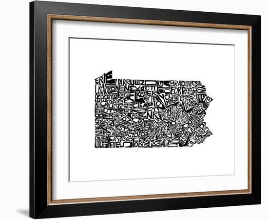 Typographic Pennsylvania-CAPow-Framed Premium Giclee Print