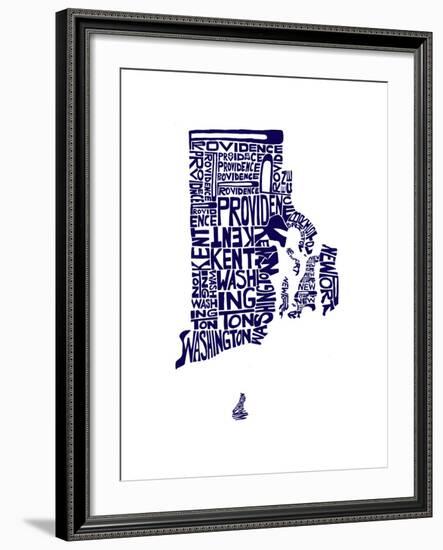 Typographic Rhode Island Navy-CAPow-Framed Art Print