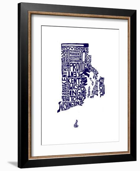 Typographic Rhode Island Navy-CAPow-Framed Premium Giclee Print