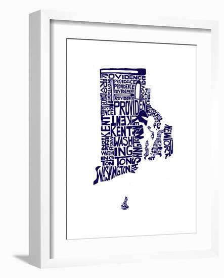 Typographic Rhode Island Navy-CAPow-Framed Premium Giclee Print