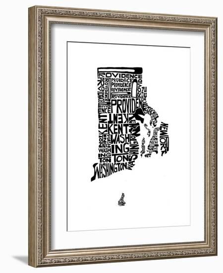 Typographic Rhode Island-CAPow-Framed Art Print