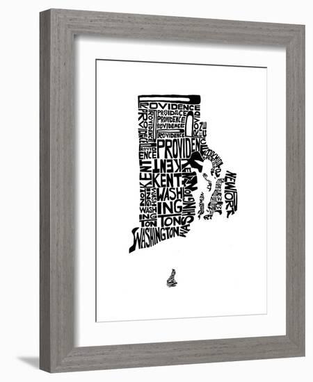 Typographic Rhode Island-CAPow-Framed Art Print