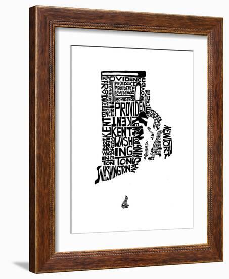 Typographic Rhode Island-CAPow-Framed Art Print