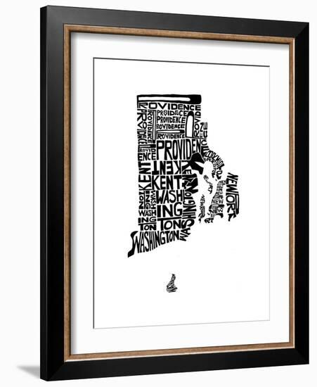 Typographic Rhode Island-CAPow-Framed Art Print