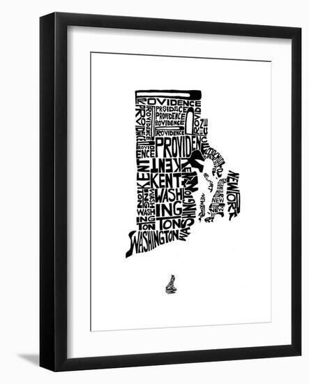 Typographic Rhode Island-CAPow-Framed Art Print