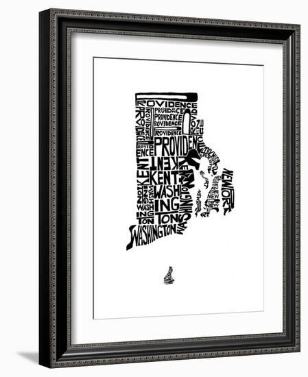 Typographic Rhode Island-CAPow-Framed Art Print