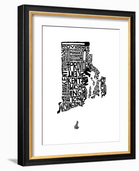 Typographic Rhode Island-CAPow-Framed Art Print