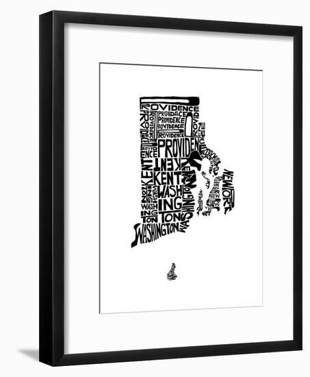 Typographic Rhode Island-CAPow-Framed Art Print