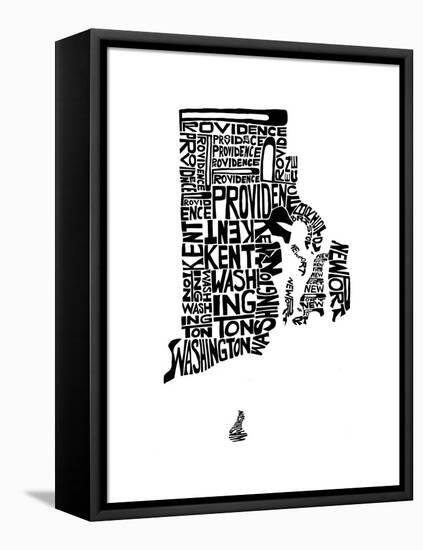 Typographic Rhode Island-CAPow-Framed Stretched Canvas