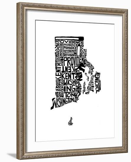 Typographic Rhode Island-CAPow-Framed Art Print