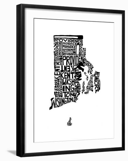 Typographic Rhode Island-CAPow-Framed Art Print