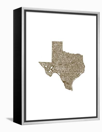Typographic Texas Brown-CAPow-Framed Stretched Canvas