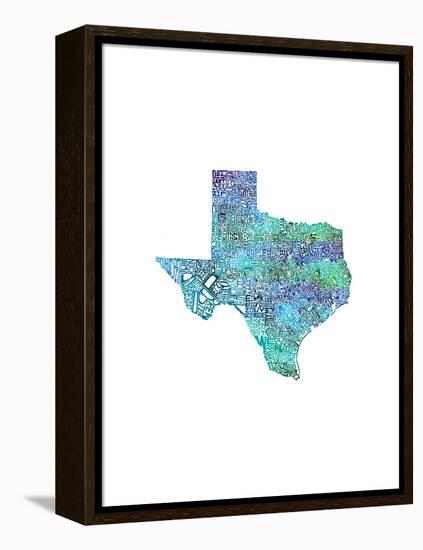 Typographic Texas Cool-CAPow-Framed Stretched Canvas