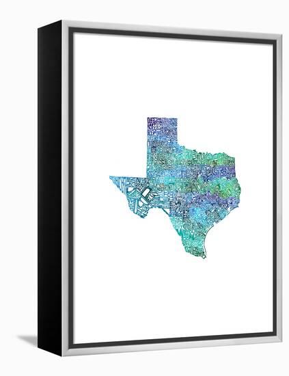 Typographic Texas Cool-CAPow-Framed Stretched Canvas