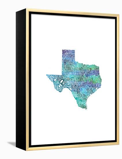 Typographic Texas Cool-CAPow-Framed Stretched Canvas