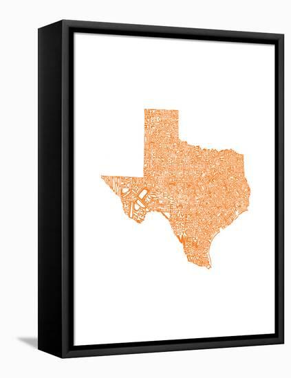 Typographic Texas Orange-CAPow-Framed Stretched Canvas