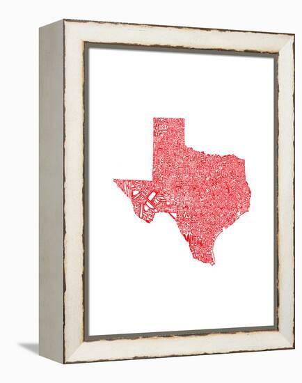 Typographic Texas Red-CAPow-Framed Stretched Canvas