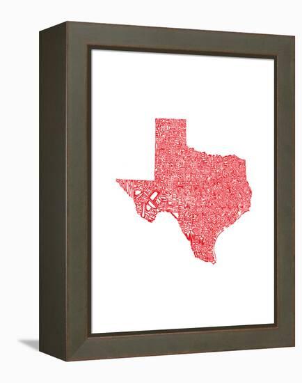 Typographic Texas Red-CAPow-Framed Stretched Canvas