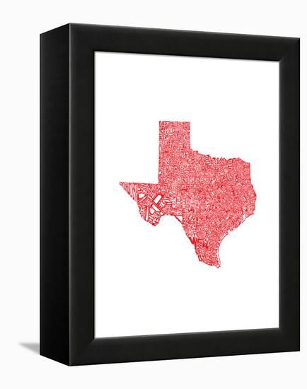 Typographic Texas Red-CAPow-Framed Stretched Canvas