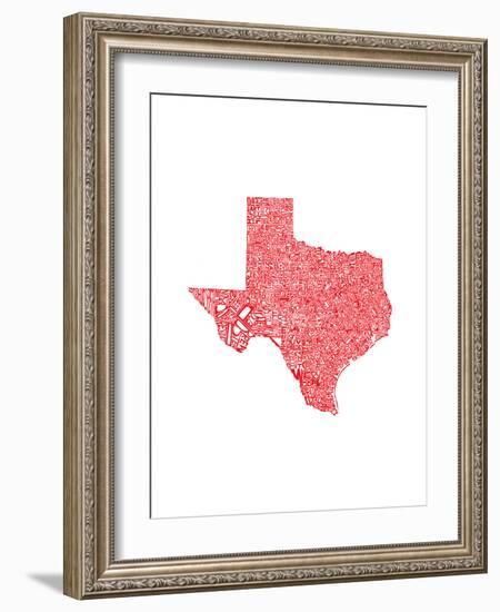 Typographic Texas Red-CAPow-Framed Art Print