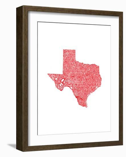 Typographic Texas Red-CAPow-Framed Art Print