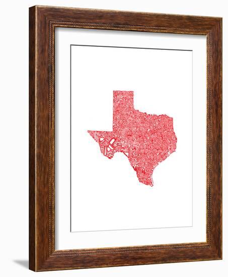 Typographic Texas Red-CAPow-Framed Art Print