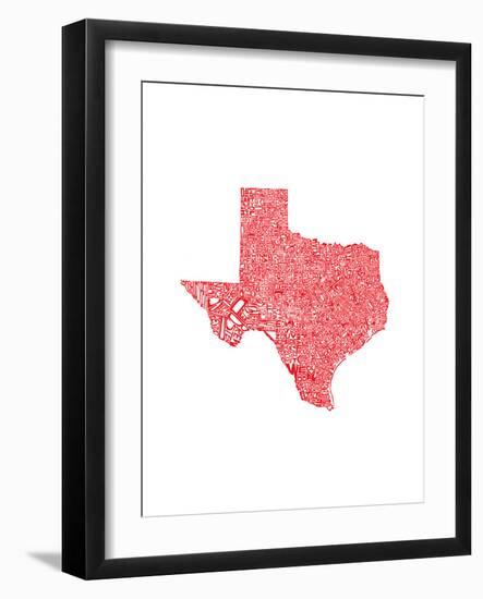 Typographic Texas Red-CAPow-Framed Art Print