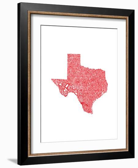 Typographic Texas Red-CAPow-Framed Art Print