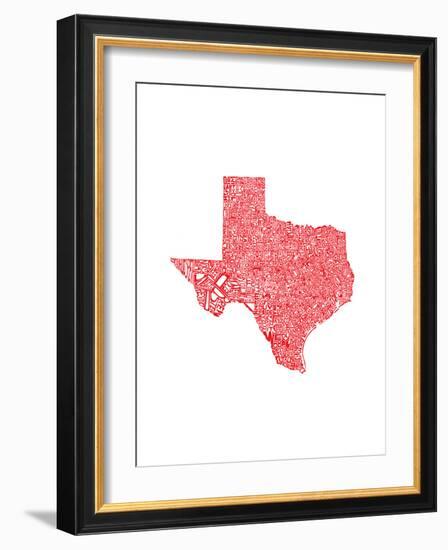 Typographic Texas Red-CAPow-Framed Art Print