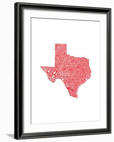 Typographic Texas Red-CAPow-Framed Art Print