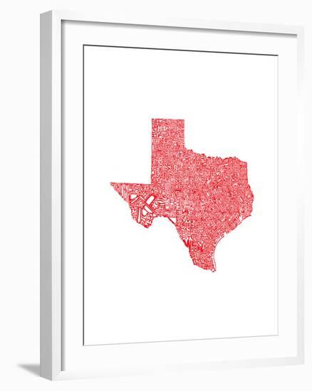 Typographic Texas Red-CAPow-Framed Art Print