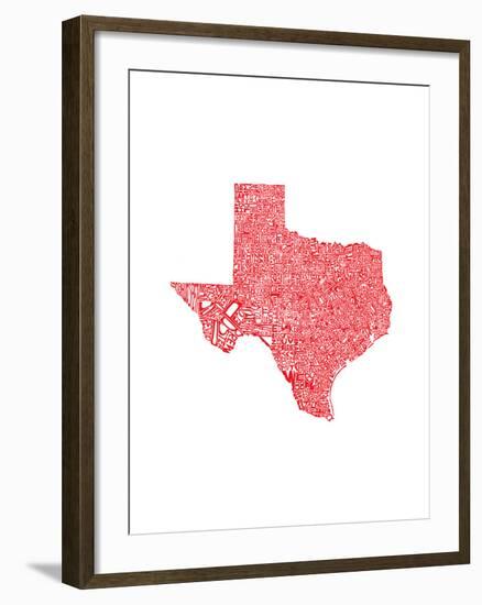 Typographic Texas Red-CAPow-Framed Art Print