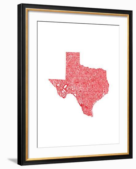 Typographic Texas Red-CAPow-Framed Art Print