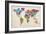 Typographic Text World Map-Michael Tompsett-Framed Art Print