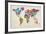 Typographic Text World Map-Michael Tompsett-Framed Art Print