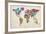 Typographic Text World Map-Michael Tompsett-Framed Art Print