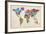 Typographic Text World Map-Michael Tompsett-Framed Art Print