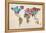 Typographic Text World Map-Michael Tompsett-Framed Stretched Canvas