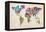 Typographic Text World Map-Michael Tompsett-Framed Stretched Canvas