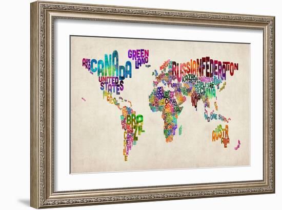 Typographic Text World Map-Michael Tompsett-Framed Premium Giclee Print