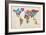 Typographic Text World Map-Michael Tompsett-Framed Premium Giclee Print