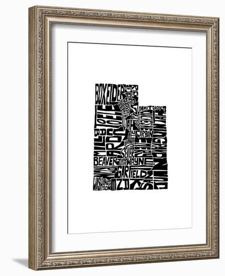 Typographic Utah-CAPow-Framed Art Print