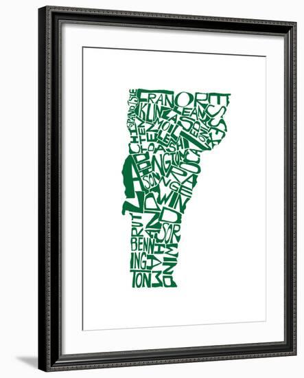Typographic Vermont Green-CAPow-Framed Art Print