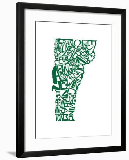 Typographic Vermont Green-CAPow-Framed Art Print