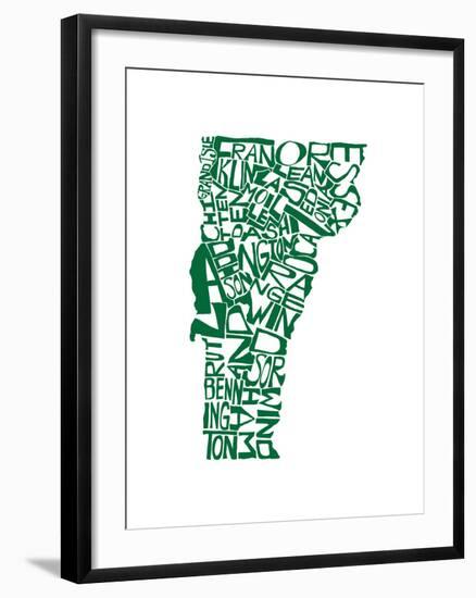 Typographic Vermont Green-CAPow-Framed Art Print